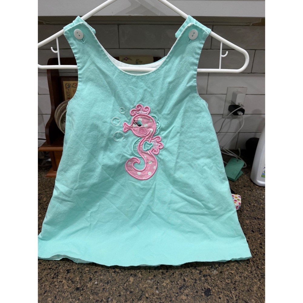 Tres‎ Classe Girls Mint Green Seahorse Applique A-Line Jumper Dress Size 4T